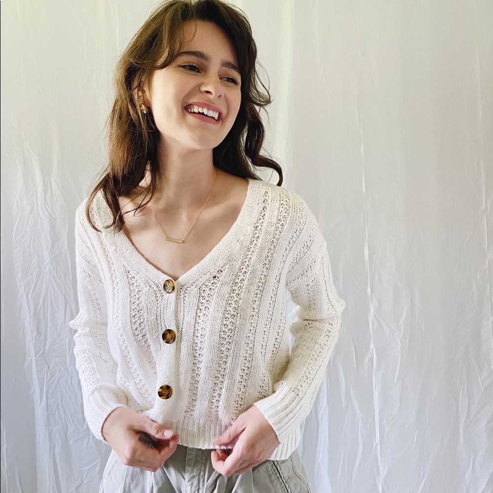 White Cropped Cardigan